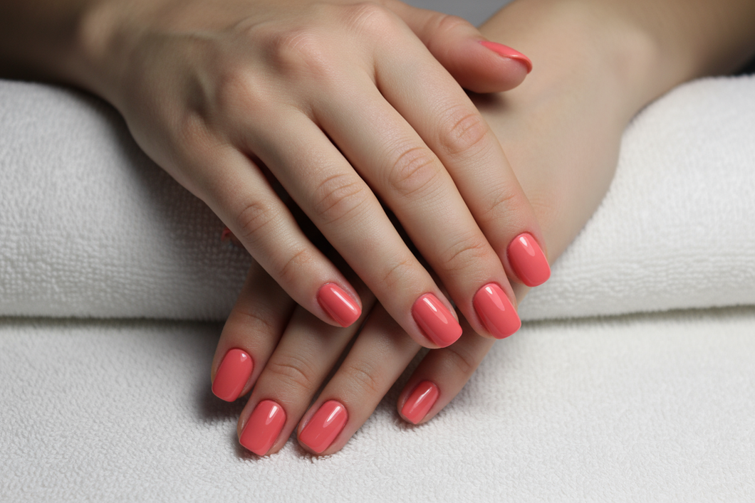 Coral pink manicure results